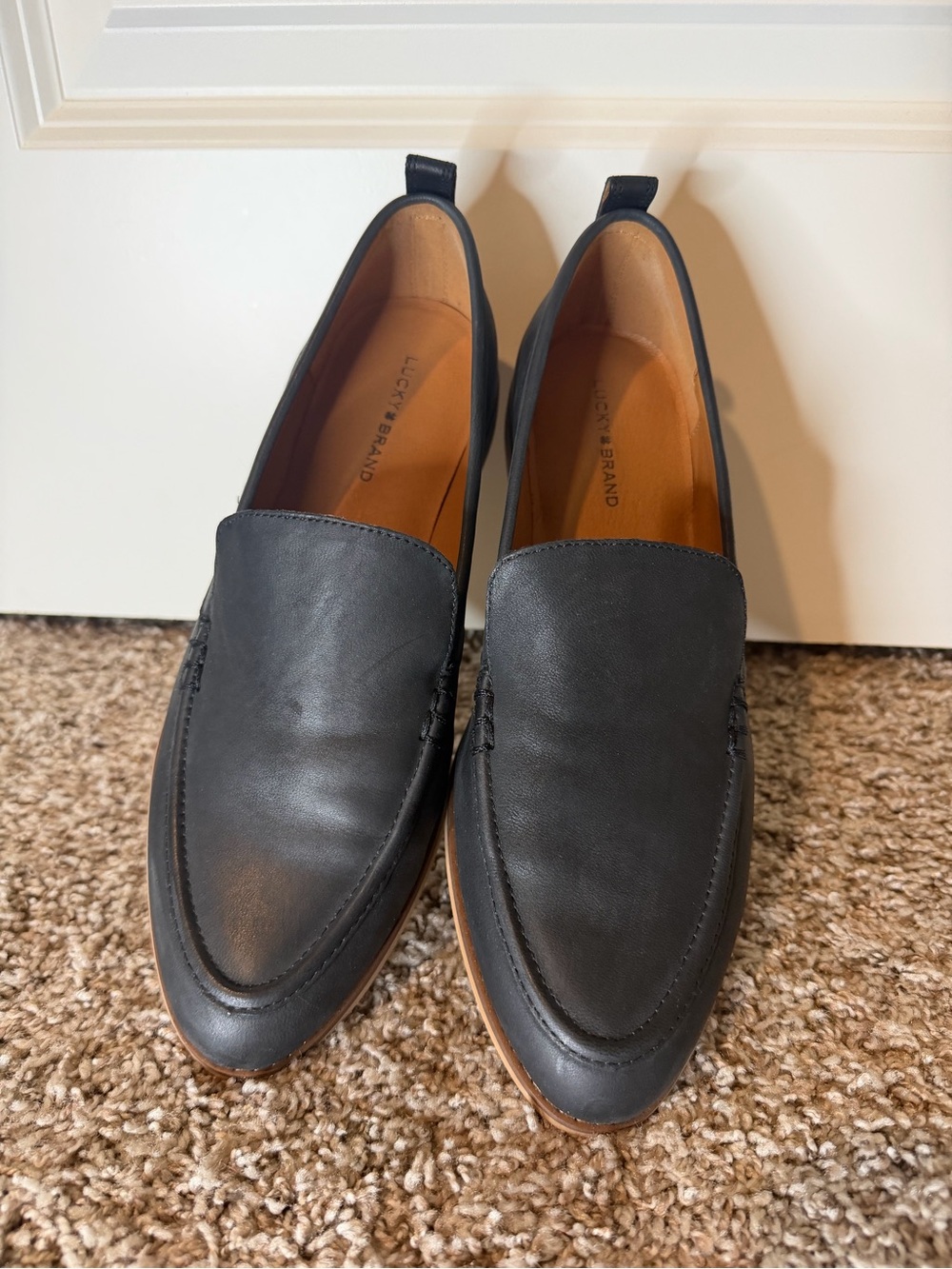 Lucky Brand Women’s Black Leather Slip-On Loafers